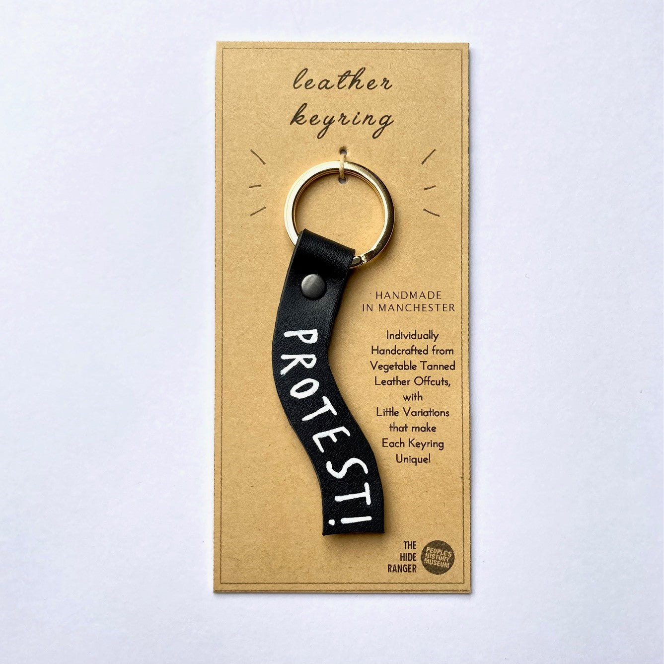 Leather "Protest" Keyring