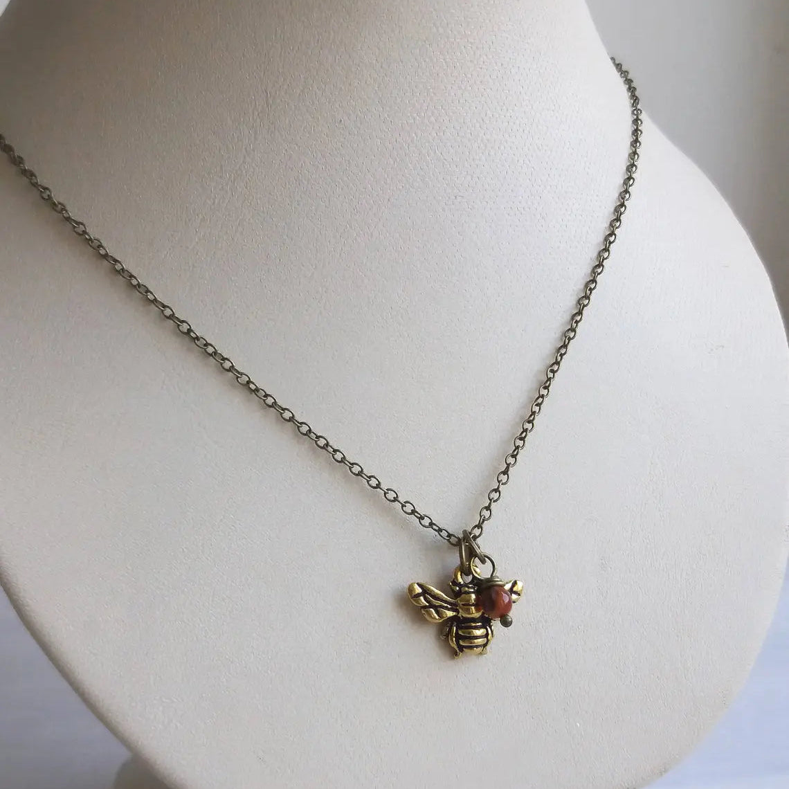 Petite Gold Bee Charm Necklace - The Magpie's Daughter