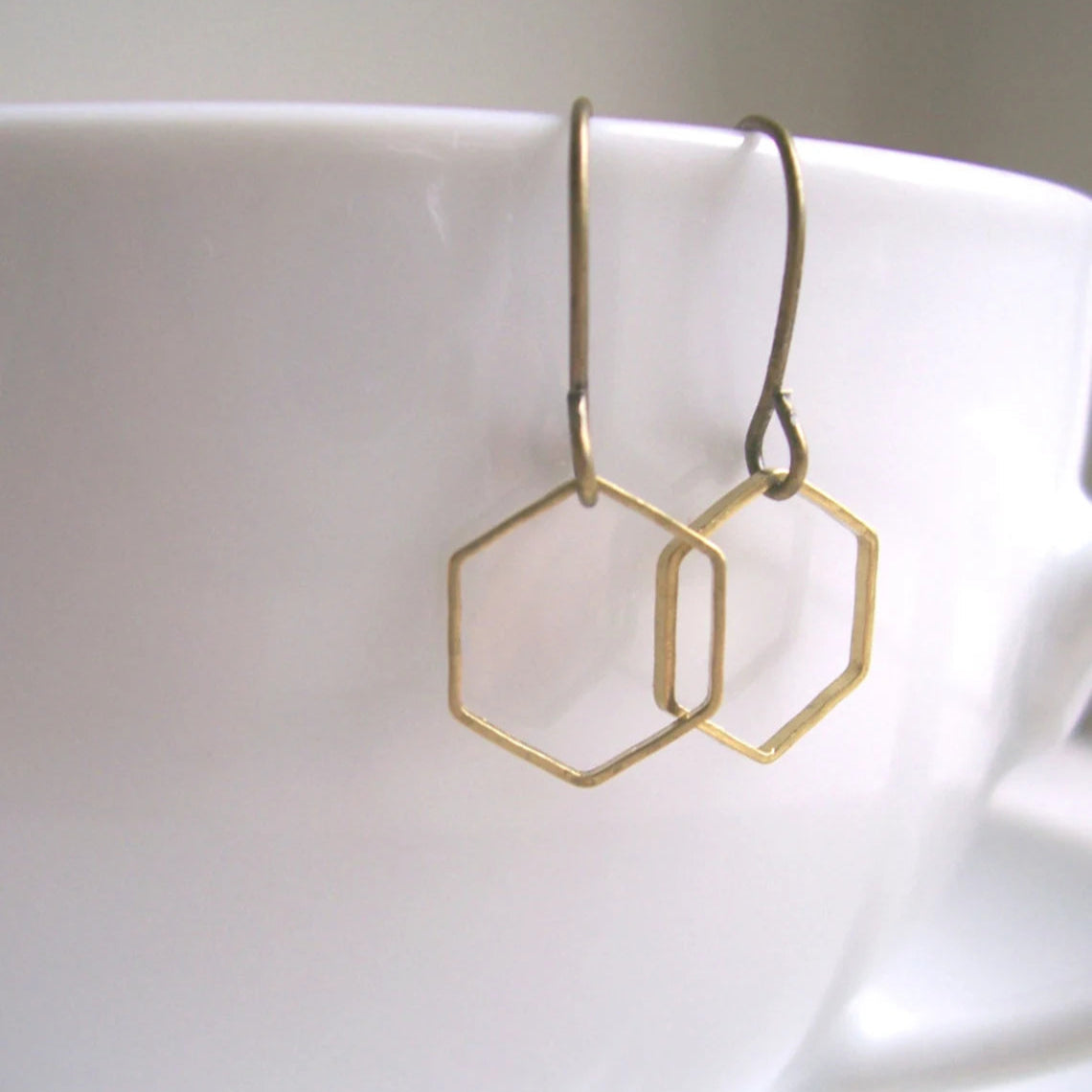 Delicate Gold Hexagon Earrings - The Magpie's Daughter