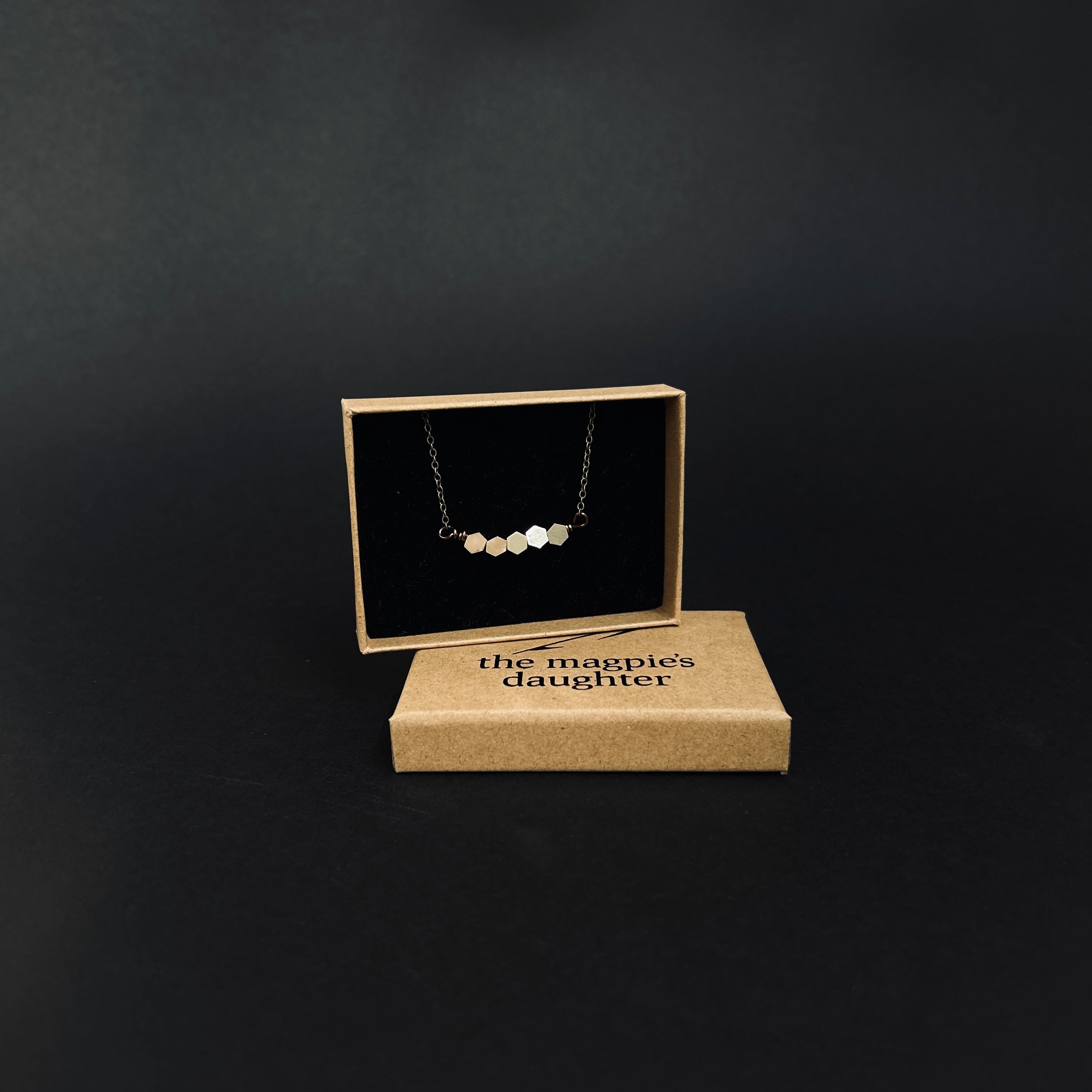 Silver Hexagon Row Necklace - The Magpie's Daughter