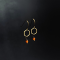 Gold Hexagon Carnelian Charm Earrings - The Magpie's Daughter