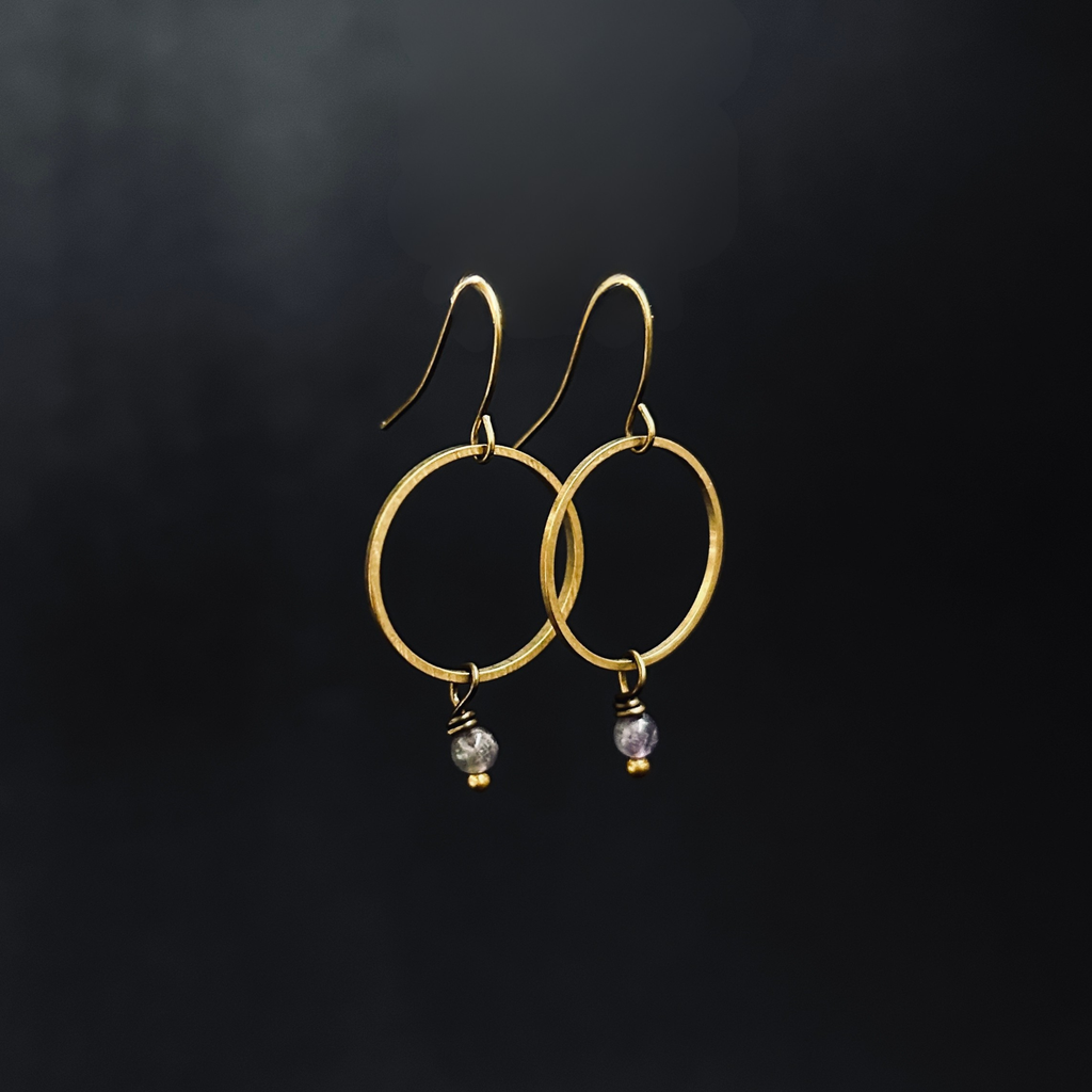 Gemstone Hoop Earrings with Purple Amethyst- The Magpie’s Daughter