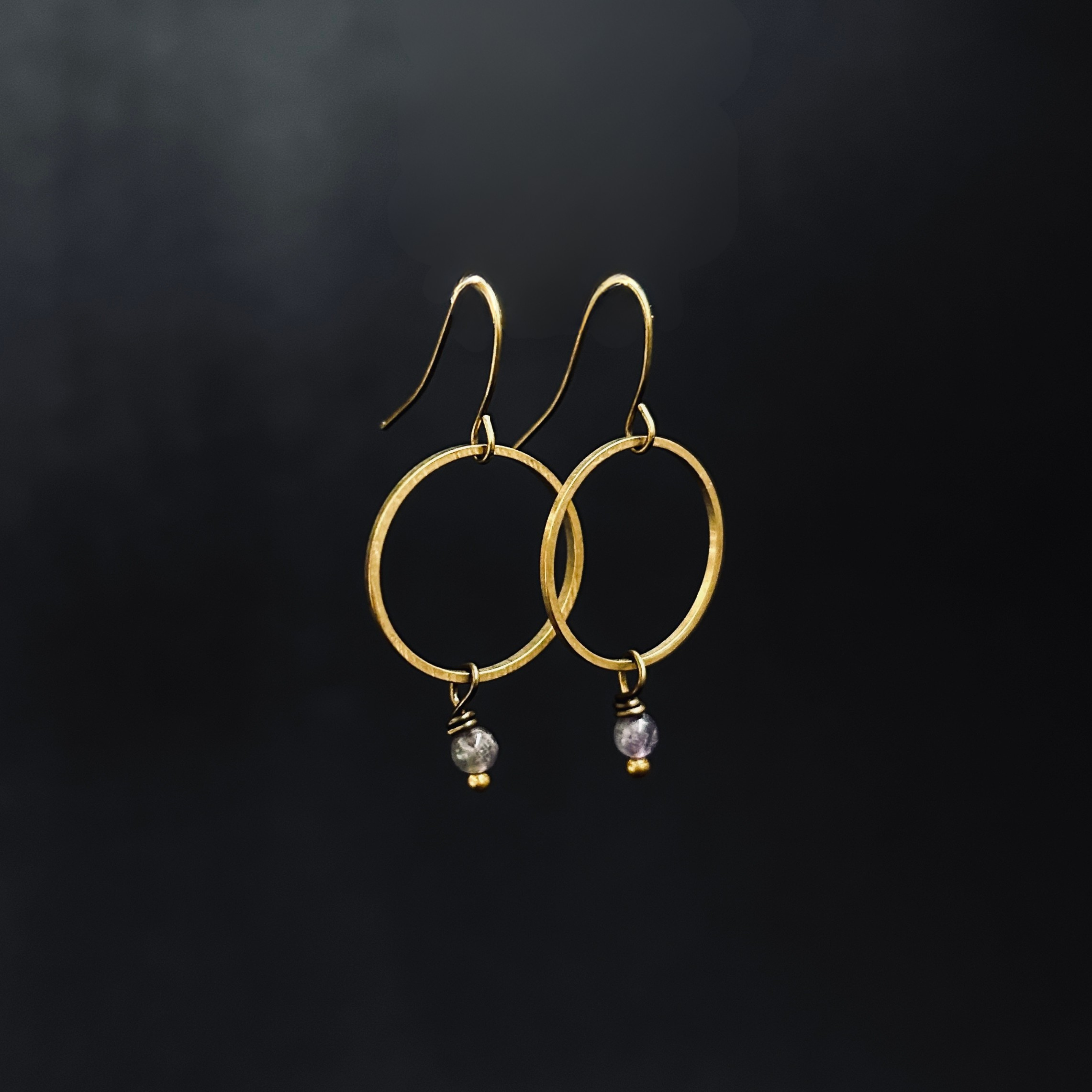 Gemstone Hoop Earrings with Purple Amethyst- The Magpie’s Daughter