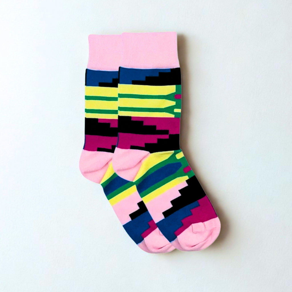 Afropop Socks - Kente Pink