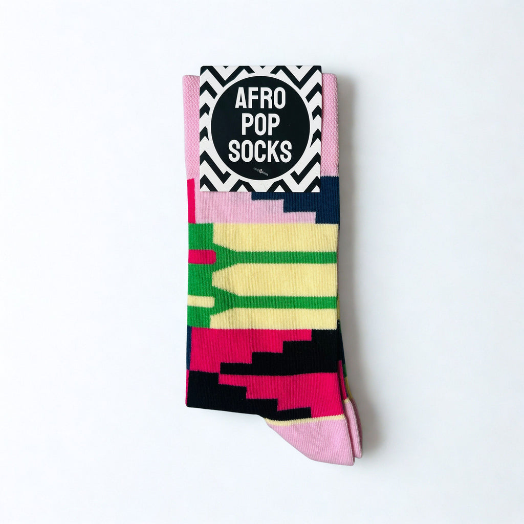 Afropop Socks - Kente Pink