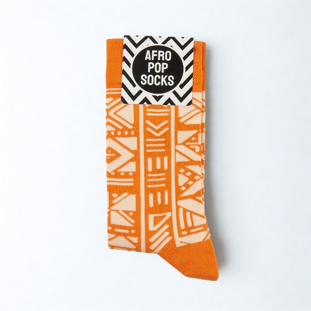 Afropop Socks - Bogolan Orange