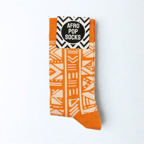 Afropop Socks - Bogolan Orange