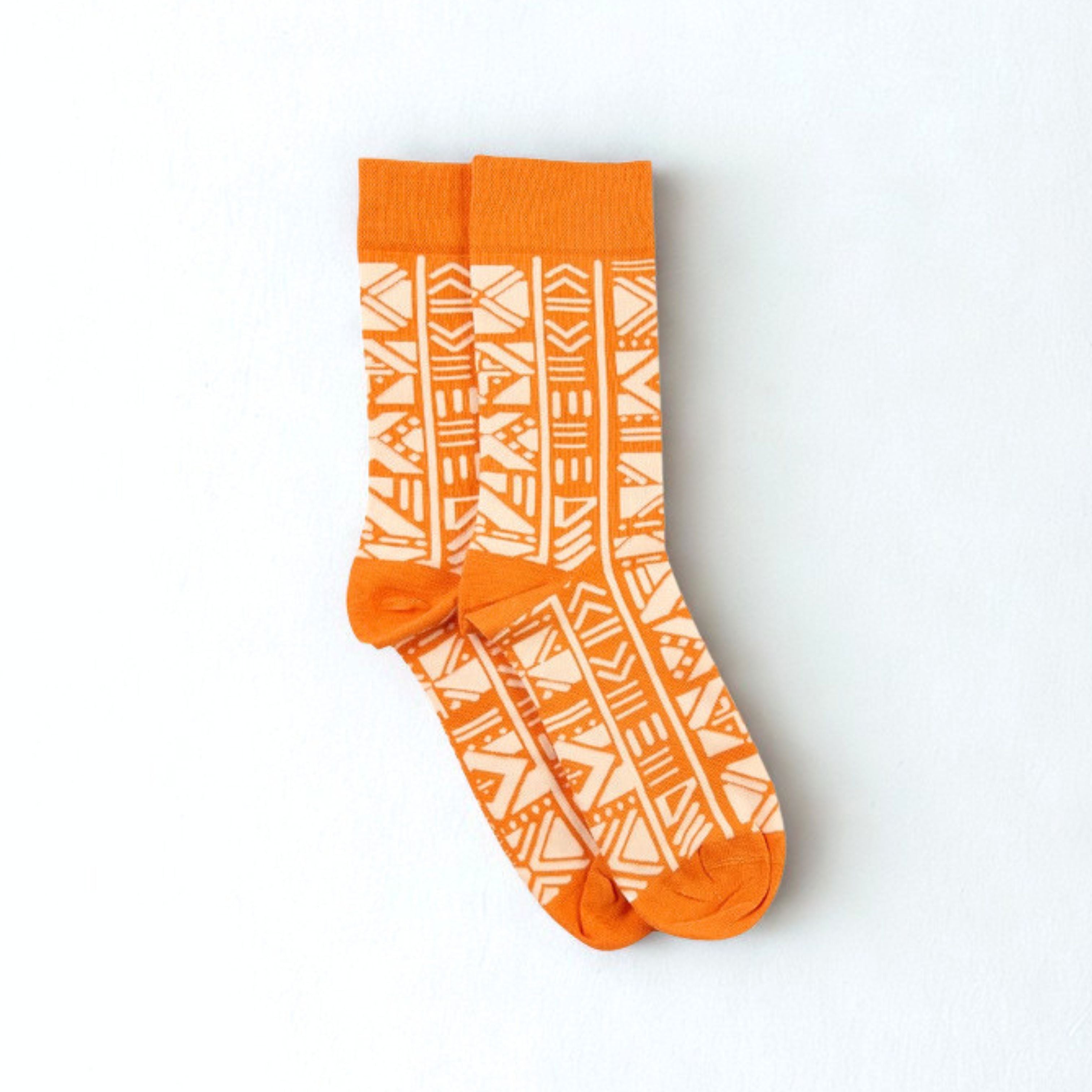 Afropop Socks - Bogolan Orange