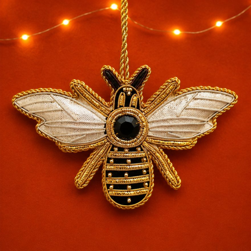Embroidered Gold Bee Decoration
