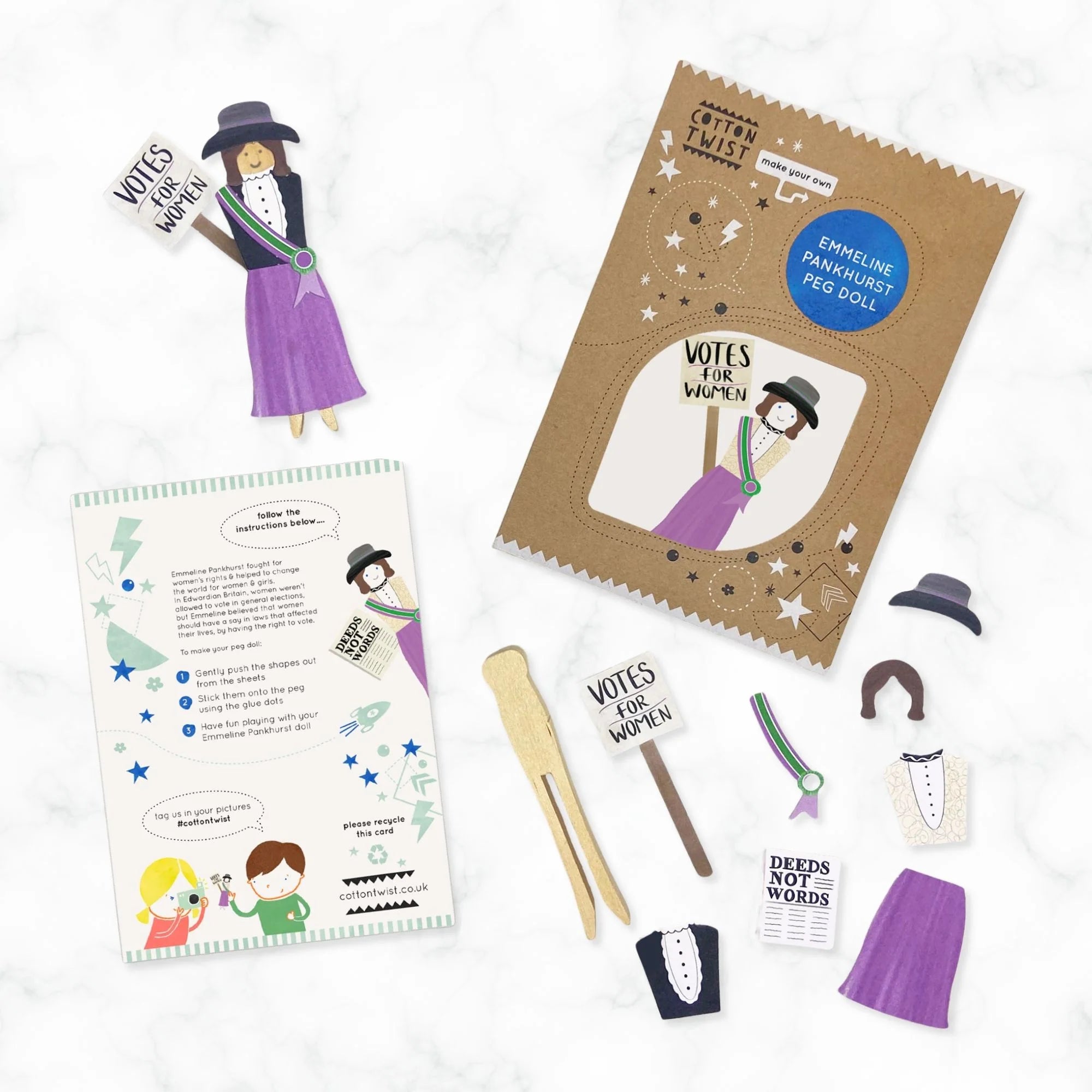 Make Your Own Emmeline Pankhurst Peg Doll Kit