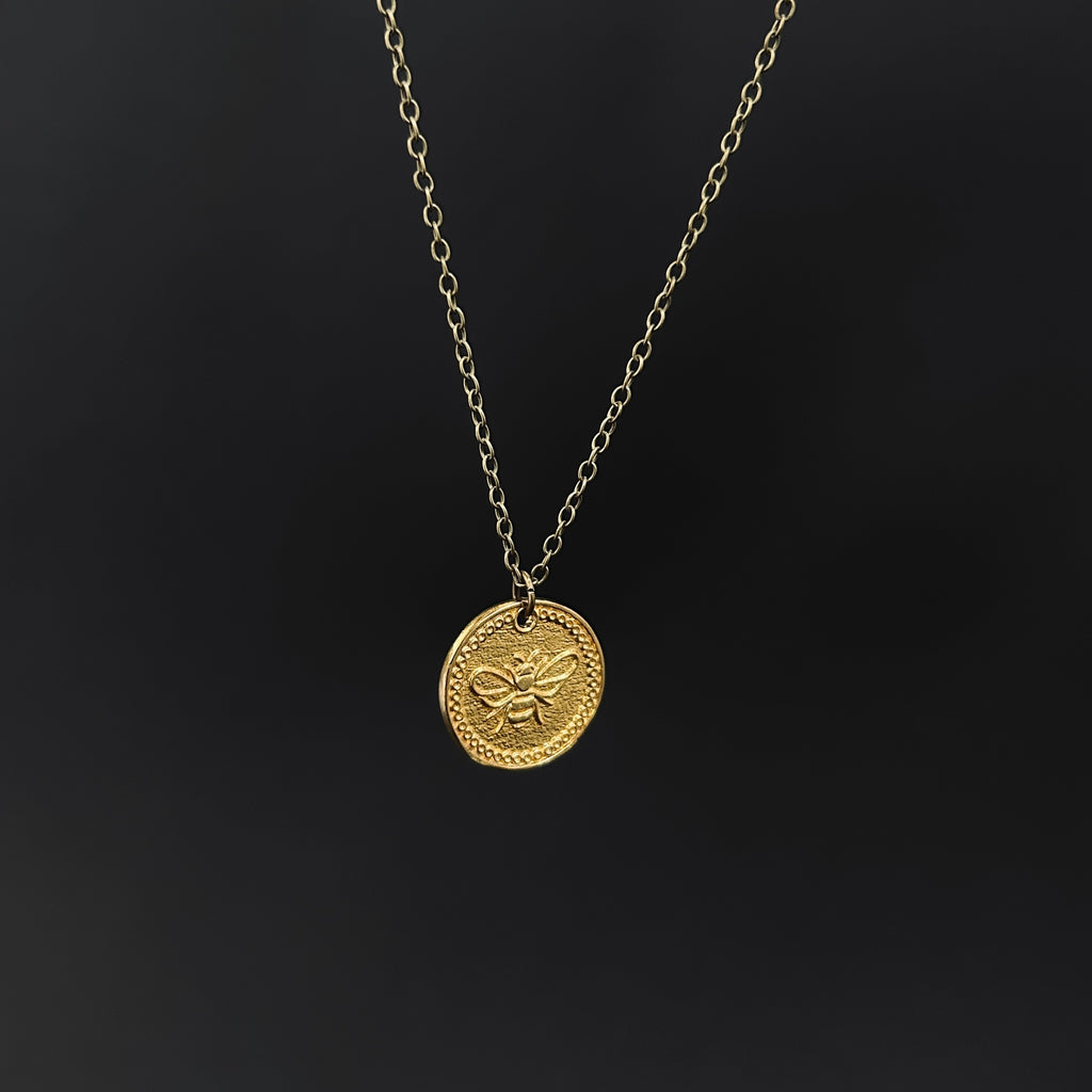 Gold Bee Coin Necklace - The Magpie's Daughter