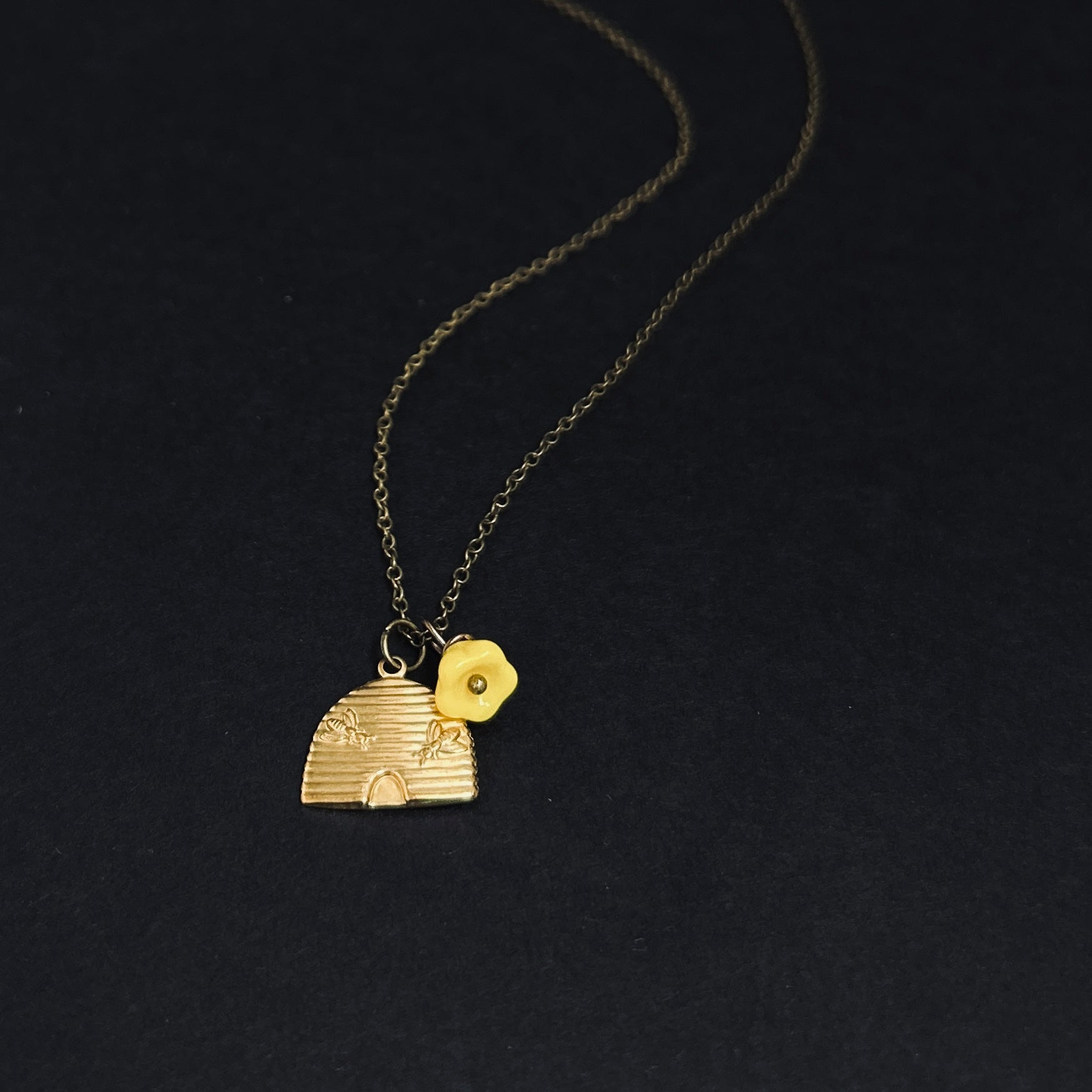 Gold Bee Hive Necklace - The Magpie's Daughter