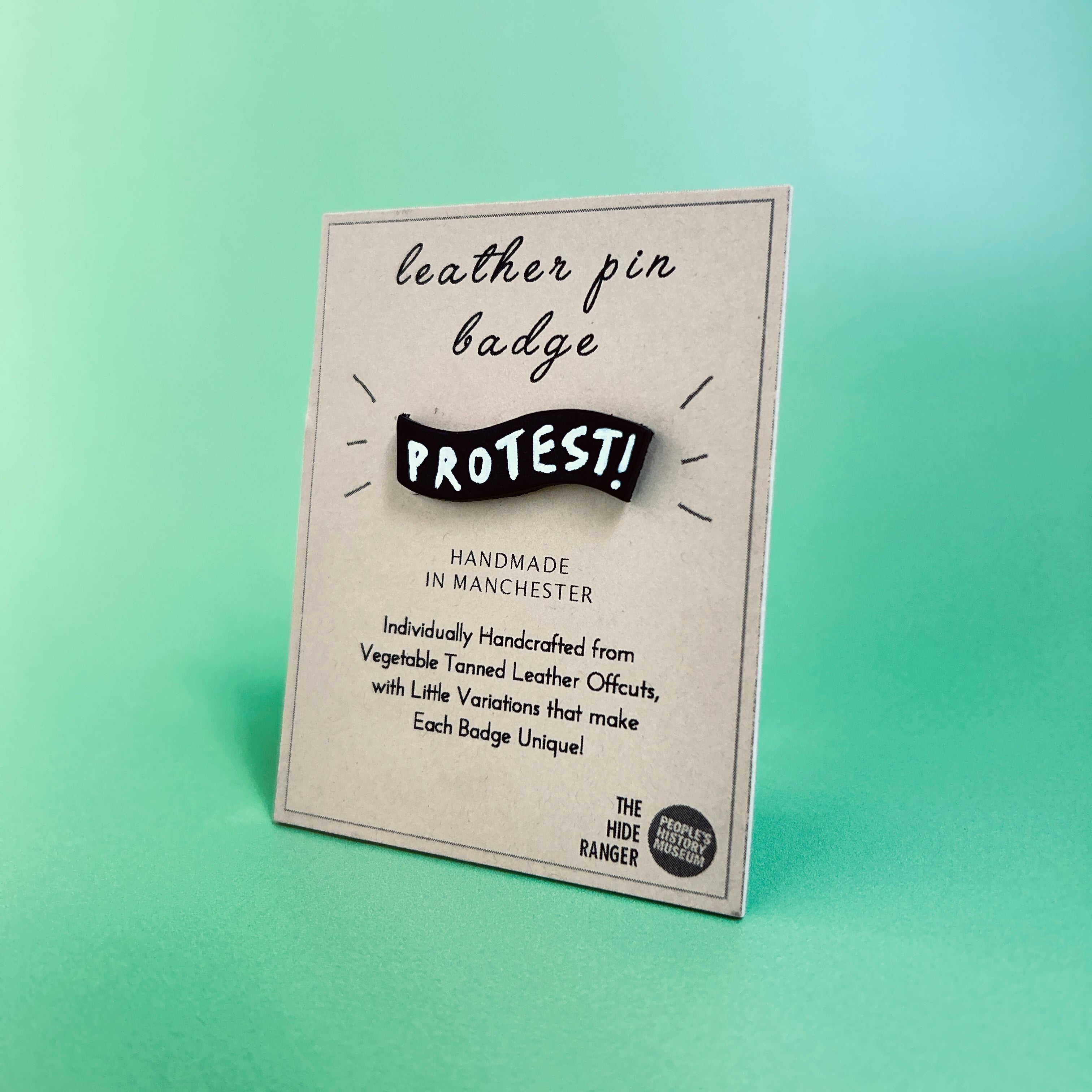 Leather "Protest" Pin Badge