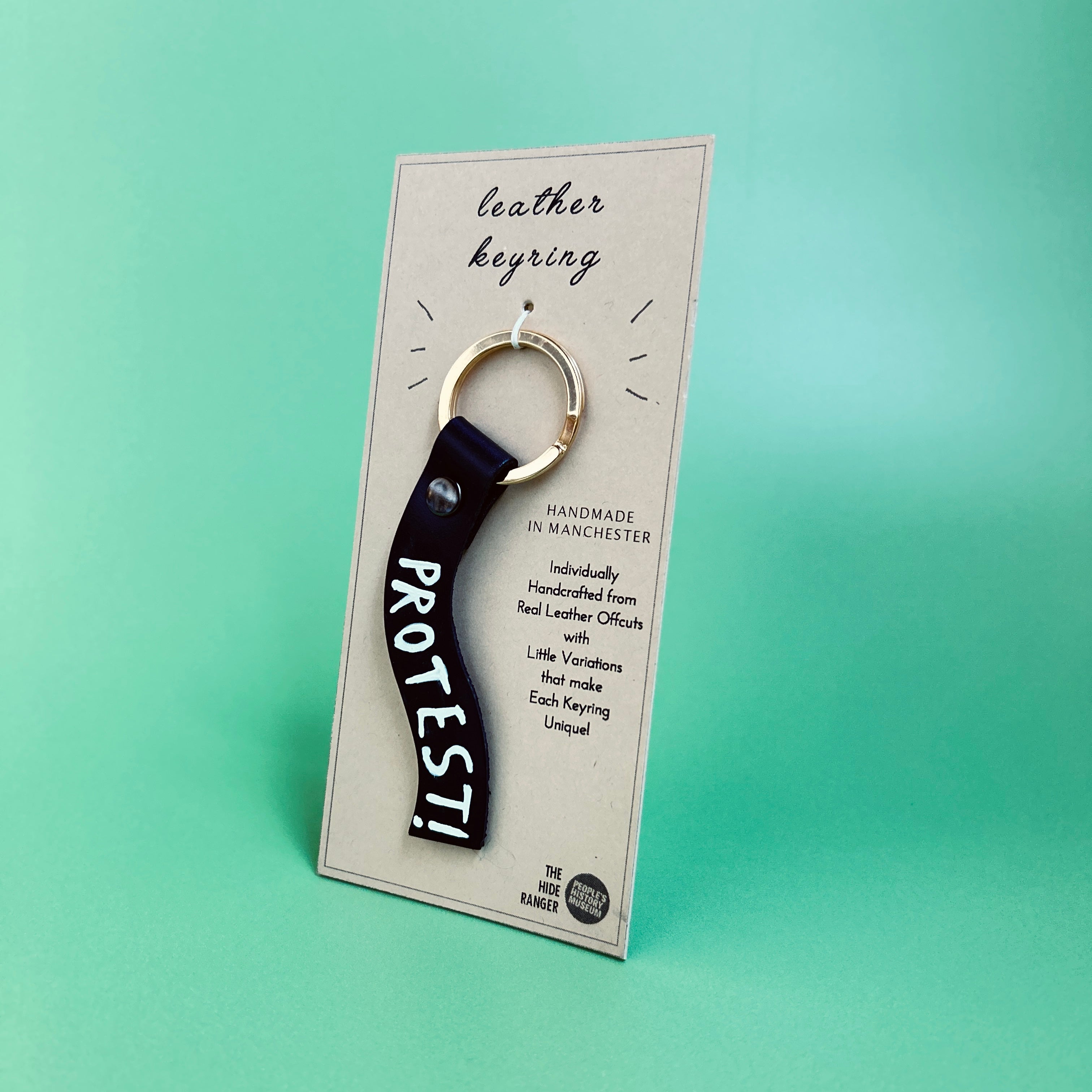 Leather "Protest" Keyring