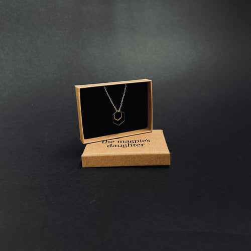 Double Hexagon Charm Necklace on Silver - The Magpie's Daughter