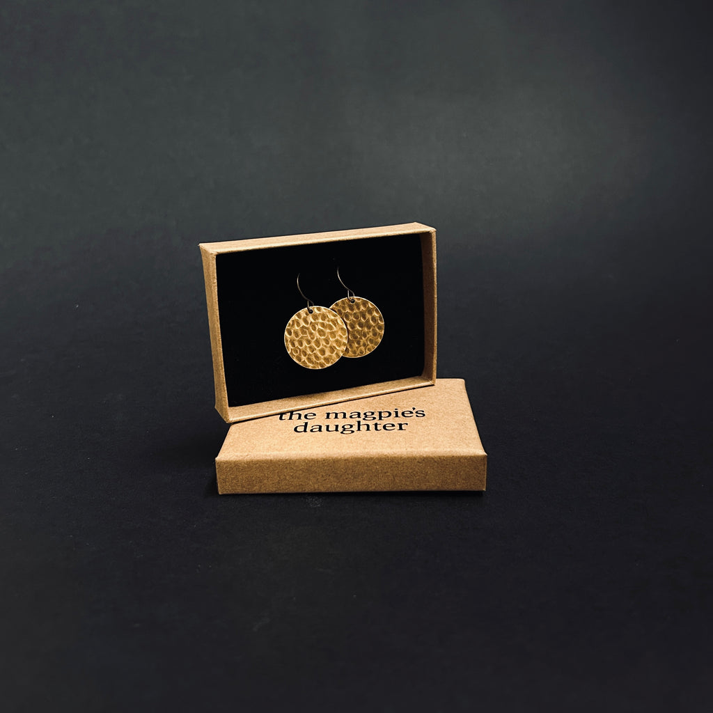 Hammered Brass Circle Earrings - The Magpie’s Daughter