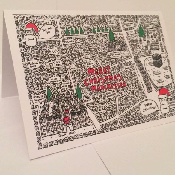 Christmas Card - Manchester Doodle Map