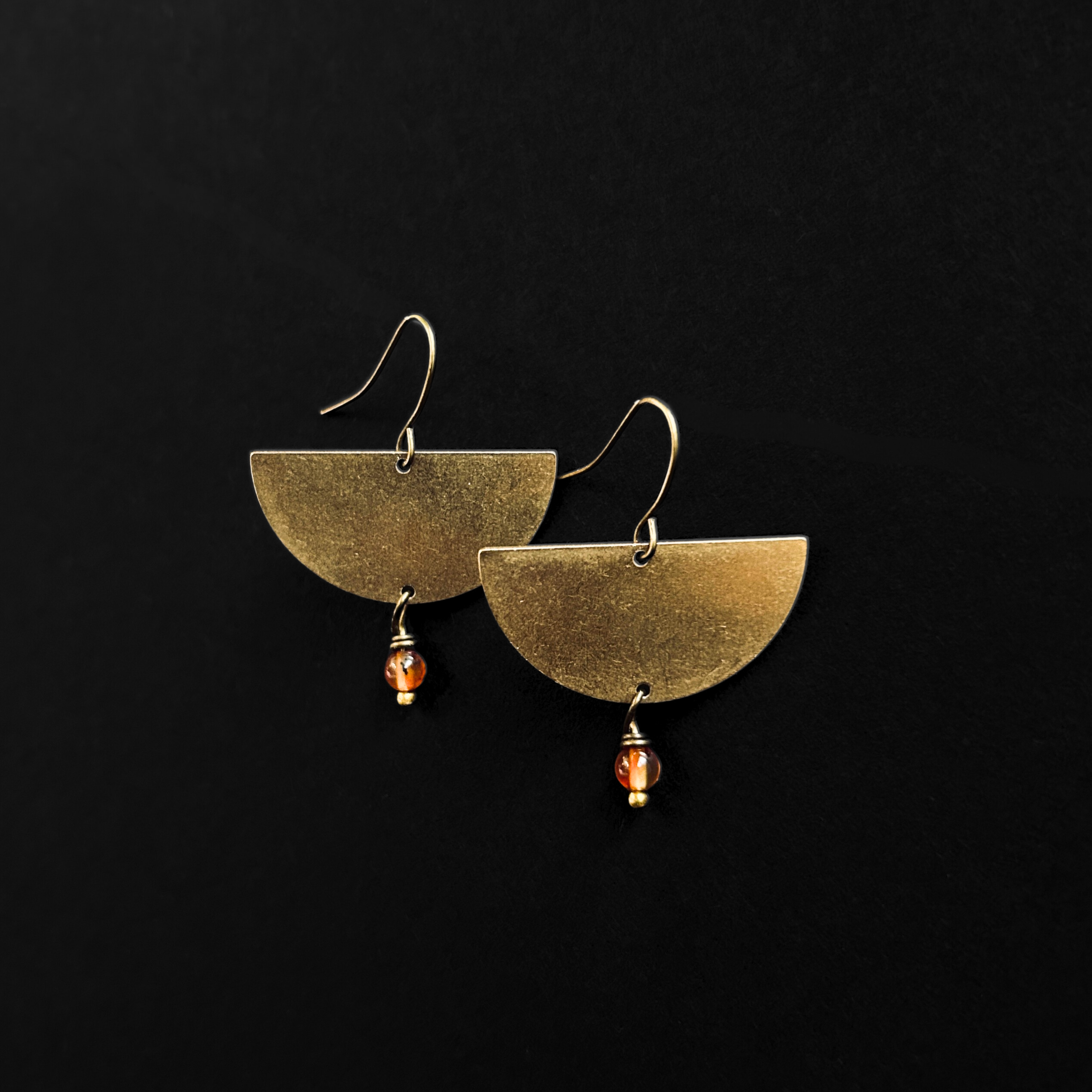 Carnelian & Brass Harvest Moon Earrings - The Magpie’s Daughter