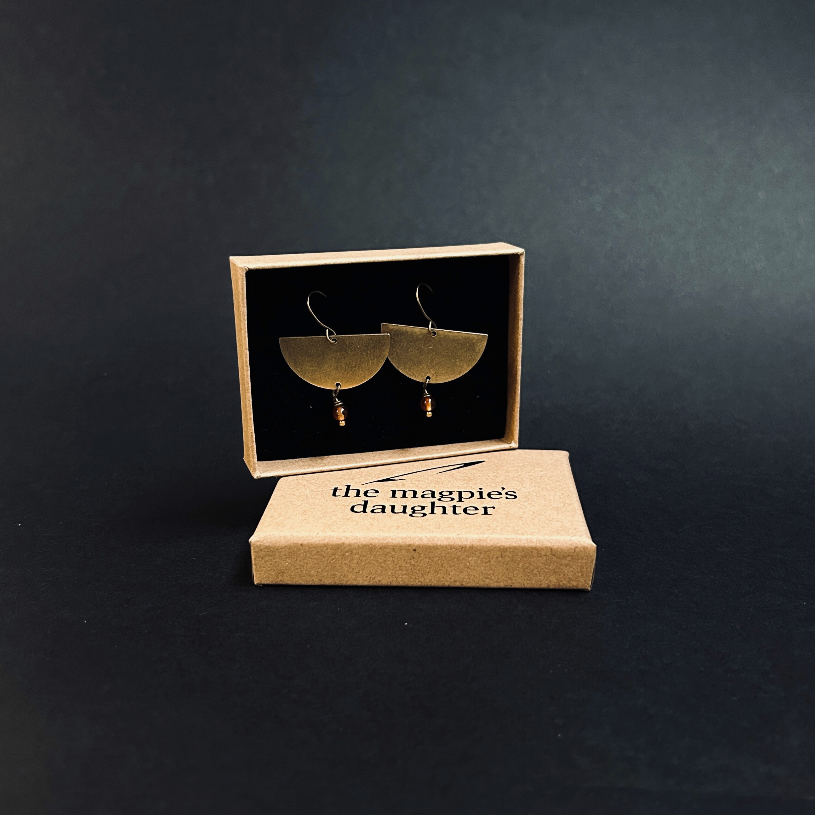 Carnelian & Brass Harvest Moon Earrings - The Magpie’s Daughter