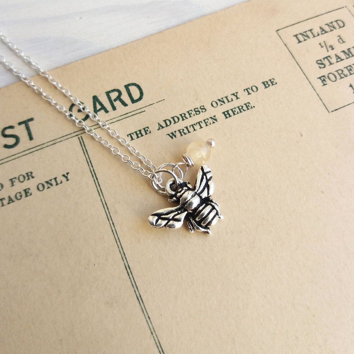 Petite Silver Bee Charm Necklace - The Magpie's Daughter