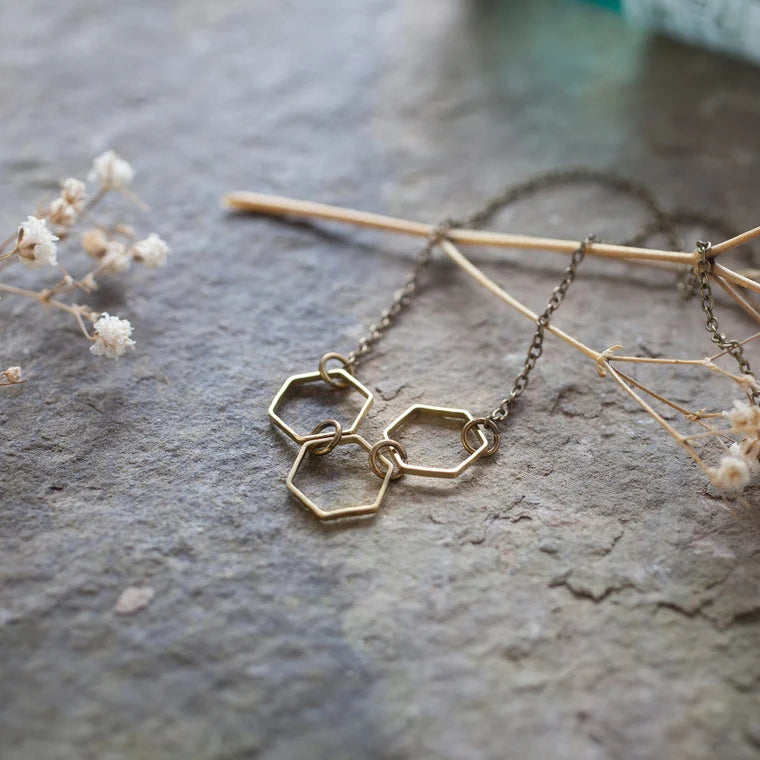 Golden Hexagon Necklace - The Magpie's Daughter