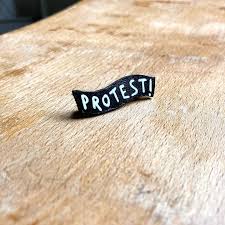 Leather "Protest" Pin Badge